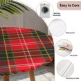 thumbnail image 3 of Red Green Pladi Round Tablecloth for 36-44 Inch Tables, Fitted Table Cover with Elastic Edge, Winter Christmas Striped Plaid Waterproof Outdoor Table Cloth Protector for Patio Garden Dinner Picnic, 3 of 9