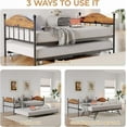 thumbnail image 4 of Daybed with Trundle, Metal Twin Size Day Bed with Stylish Headboard, Sofa BedFrame with Pop Up Foldable Trundle Bed, Heavy Duty Steel Slats Platform for Living Room, Bedroom and Guest Room, Brown, 4 of 7