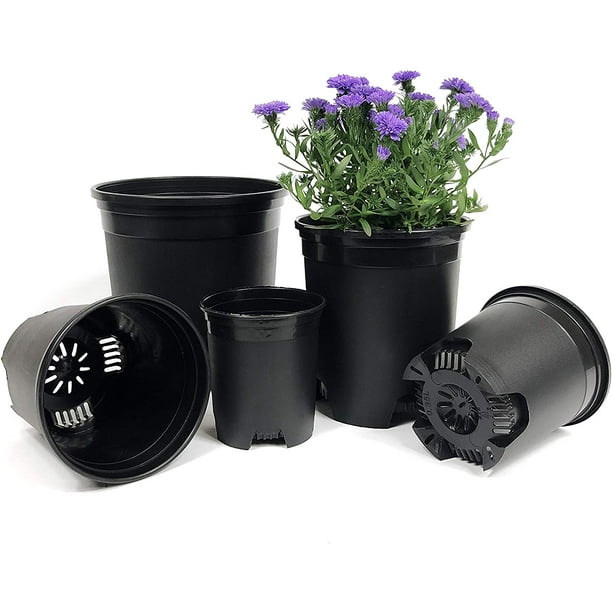 Lot de 10 pots de fleurs en plastique noir pour pépinière