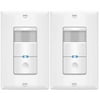TOPGREENER Motion Sensor Switch, PIR Sensor Light Switch, Occupancy & Vacancy Modes, No Neutral Wire Required, Ground Wire Required, 4A, 250W LED/CFL, Single Pole, TDOS5-J-W-2PCS, White, 2 Pack