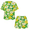 thumbnail image 3 of Floral Colorful Flower Pajama Set for Women 2 Piece Sleepwear Loungewear Short Sleeve, 3 of 7