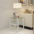 thumbnail image 6 of Glass End Tables, Small Glass Top End Table, White Side Table, Square Shape, Tempered Glass Top, Metal Frame, for Living Room Bedroom (White, End Table), 6 of 11