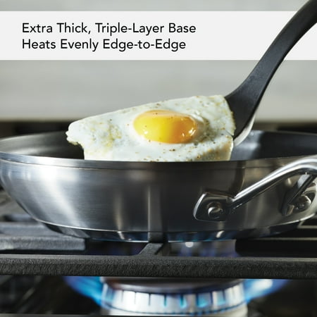 KitchenAid 3-Ply Base Stainless Steel Nonstick Frying Pan, 9.5-Inch, Brushed Stainless Steel - Brushed Stainless Steel
