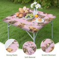 thumbnail image 4 of Pink Highland Cow Flower Pattern Square Fitted Tablecloth with Elastic Edge,Square Table Cover,Washable Elastic Table Cover for Home Kitchen Party Decor 36"x36", 4 of 6