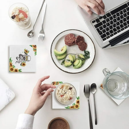 

ZHANZZK Octopus Sunflowers Set of 6 Coaster for Drinks Absorbent Ceramic Stone Coasters Cup Mat with Cork Base for Home Kitchen Room Coffee Table Bar Decor