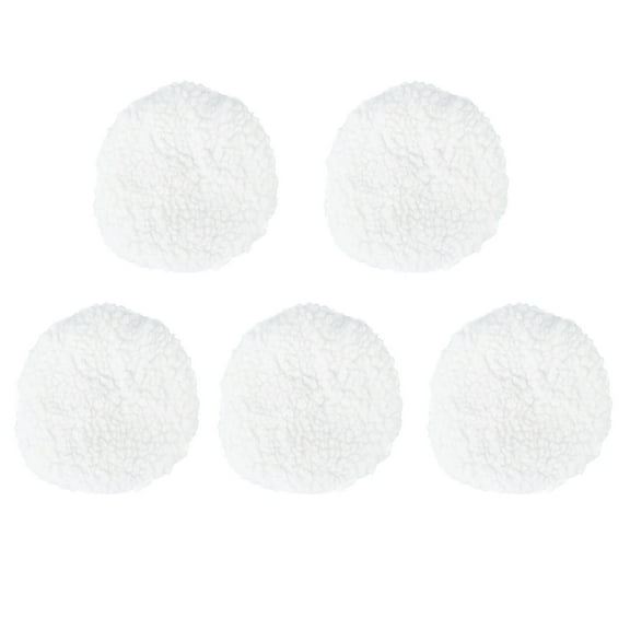 Kudiqi 5 PCS Car Polishing Waxing Lambswool Bonnets Pads - 5-6 inch (White)