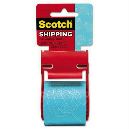 3M 141PRTD6 Decorative Tape, 1.88" x 500", 2 1/2" Core, Leaf Pattern, Blue/White
