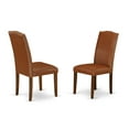thumbnail image 3 of Modern Dining Table Set 3 Pcs - Dining Room Table & Chairs - Brown PU Leather - Hardwood Finish, 3 of 5