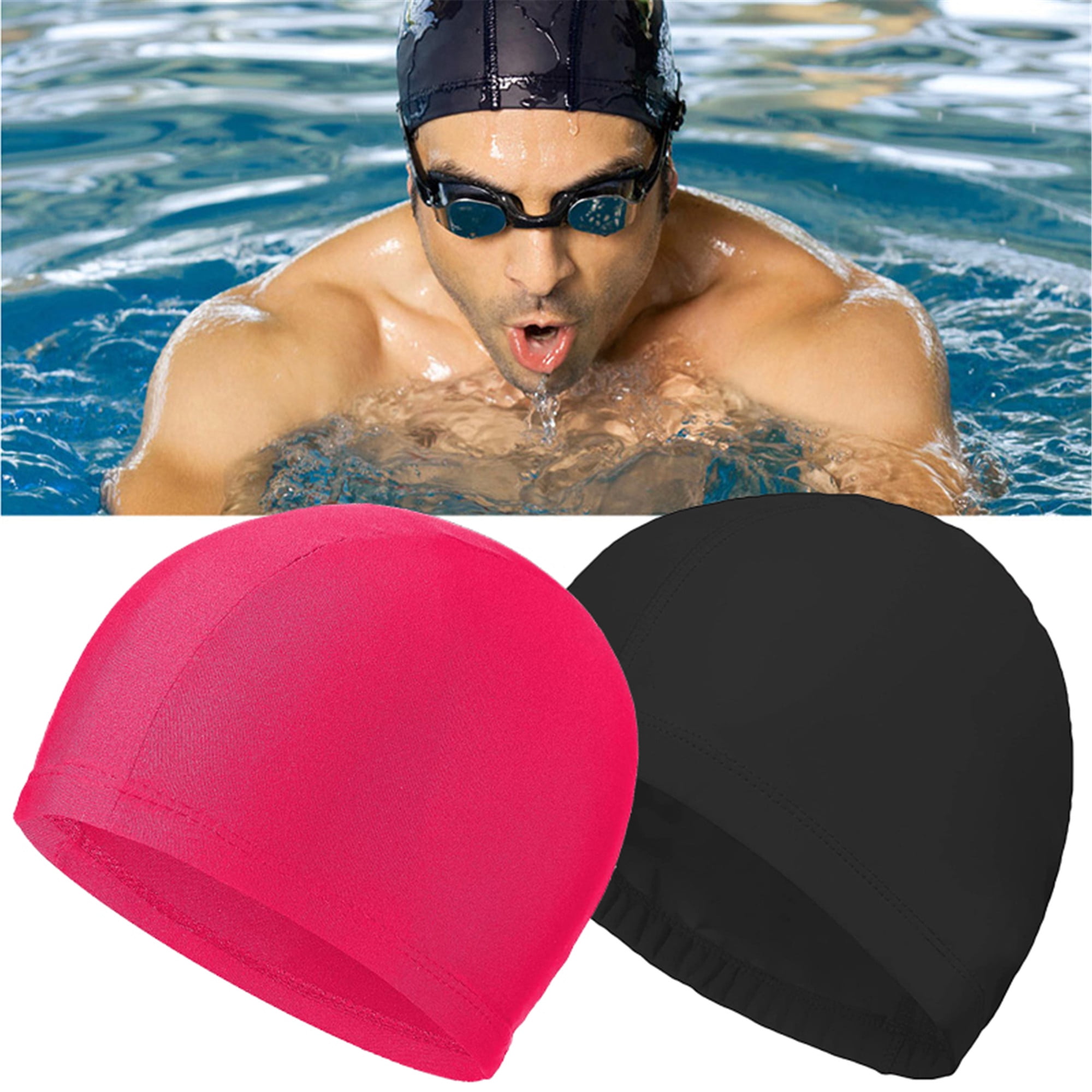 Women Lycra Fabric Swimming Cap Waterproof Bathing Hat Outdoor Adult Fashion 