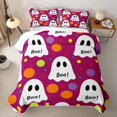 thumbnail image 2 of Feelyou Spooky Ghost Skull Twin Quilt Set, Cute Polka Dot Twin Coverlet Set, Magenta, 2 Pieces, 1 Comforter and 1 Pillowcase, 2 of 7