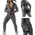 thumbnail image 1 of Men Jumpsuits Long Sleeve Rabbit Ears Hooded Button Collar Long Pants S-3XL, 1 of 6