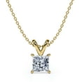 thumbnail image 1 of Certified - 2 Carat Princess Cut Moissanite - Simple Pendant Necklace - 18K Yellow Gold Plating Over Silver, 1 of 5