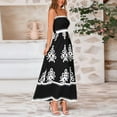 thumbnail image 4 of bbyeadc Smocked Midi Dresses for Women Summer Black Textured Chest Smocked Maxi Dress Flowy Swing Spaghetti Strap Adjustable Pleated Dresses Women Midi Dress Casual Western Beach Dress, Black L, 4 of 8
