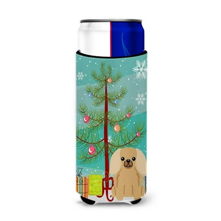 

Merry Christmas Tree Pekingnese Fawn Sable Michelob Ultra Hugger for Slim Cans
