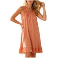 thumbnail image 2 of Asxite Womens Pajamas Solid Ruffle Sleeveless Loose Breathable Casual Loungewear Nightgown, 2 of 7