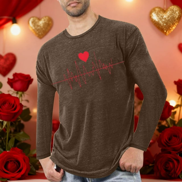 Amzcrzy - Sudadera Deportiva Para Hombre, Diseño De Pijama Estampado, Manga Larga, Cuello Redondo, Color Marrón, Xl