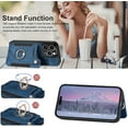 thumbnail image 4 of for iPhone 14 Pro Case Card Holder Wallet,Ring Holder Stand,RFID-Blocking,Wrist Strap,Camera Protector,Leather Shockproof Protective  14 Pro Phone Flip Cases Cover 2023 (Blue), 4 of 14