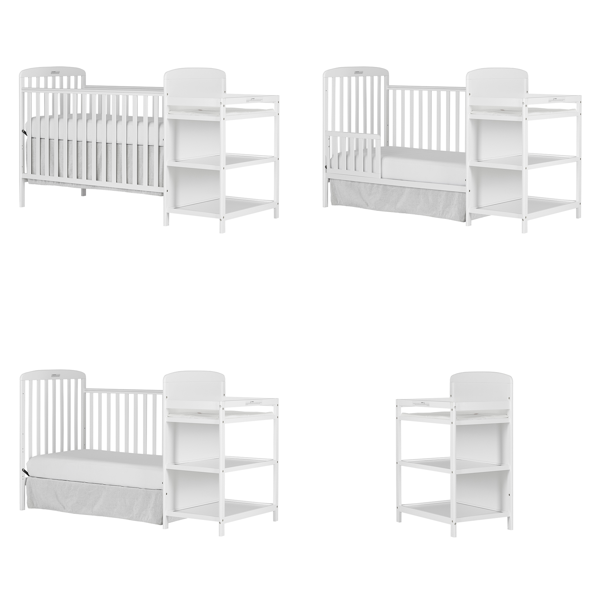 Dream On Me Anna 3-in-1 Full Size Crib and Changing Table Combo in White - image 4 of 16
