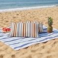 thumbnail image 4 of 2 Pack Outdoor Waterproof Throw Pillow Covers,Orange Grey Vertical Stripe Decorative Rectangle Patio Pillowcases for Chair Couch Sofa 20x12in, 4 of 9
