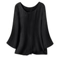 thumbnail image 4 of Neewe Women Tops Long Sleeve Shirts V Neck Loose Fit Soft Casual Solid Color T-Shirts Spring Summer Clothing-Black M, 4 of 8