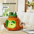 thumbnail image 2 of Moocorvic Stainless Steel Tumbler with Lid and Straw for Kids, Cute Big Belly Cup, Portable Earphone Bear Children's Insulated Cup 900ml (Orange), 2 of 5
