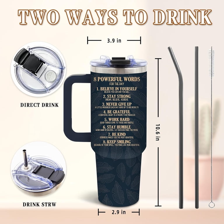 40 Oz Tumbler, Powerful Word Design, Stainless Steel Insulated Mug,  Motivational Quote Travel Mug, Gift for Inspiration and Daily Empowerment -  Walmart.com
