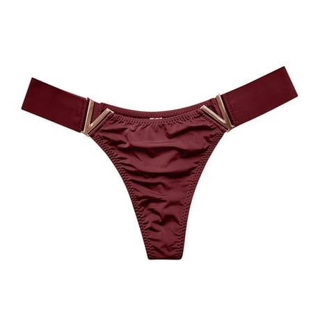

QWERTYU Sexy Tangas for Women T-Back Underwear Stretch Low Rise Panties G-String Thongs Wine L