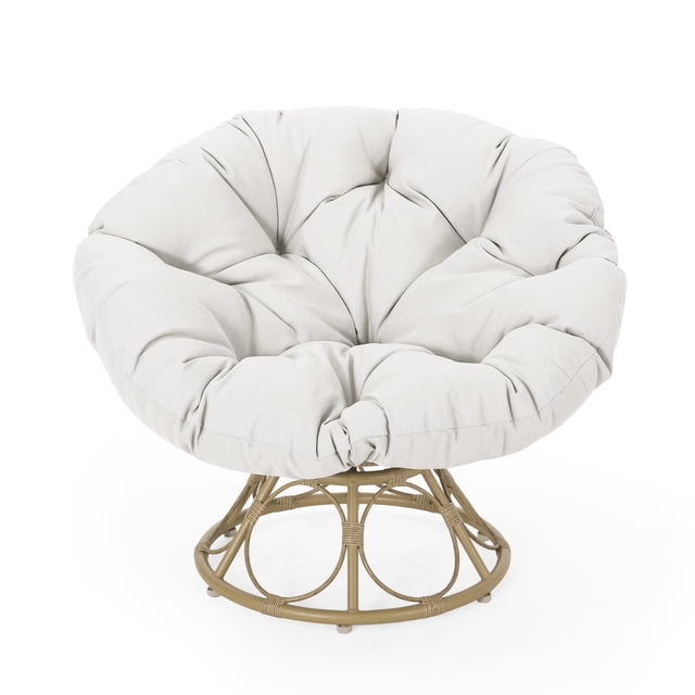 Maries Chaise Pivotante en Plein Air avec Coussin Résistant à l'Eau, Brun Clair et Beige