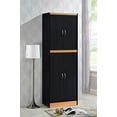 thumbnail image 2 of Hodedah HI224 Garde-Manger de Cuisine de Rangement à 4 Portes, 4 Tablettes et 5 Compartiments, Black Beech, 2 of 5