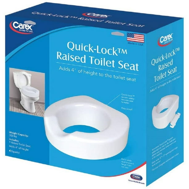 Carex Raised Extra Wide Toilet Seat with Patented QuickLock, Adds 4
