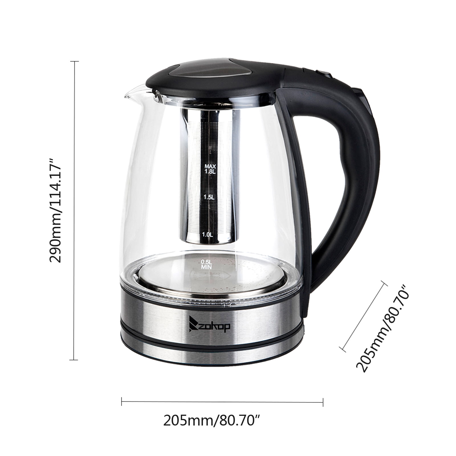 Susteas Retro Electric Kettle 1.8L, Stainless Steel Portable Fast Boiling,  Cordless with LED Light, Unique Appearance with Temperature Control, Auto