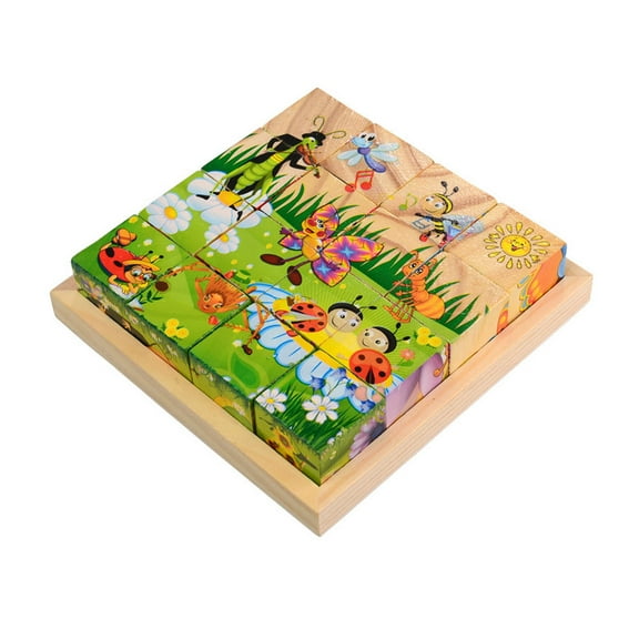 HONMEET 6-Piece Wooden Puzzle Organizers and Building Block Storage Boxes for Kids Toys, Crafts, and Art Supplies