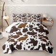 thumbnail image 2 of Manfei Retro Cow Print Twin Quilt Set 2 Pieces,Minimalist Animal Pattern Twin Coverlet Set,Dark Brown,1 Bedspread and 1 Pillowcase, 2 of 6
