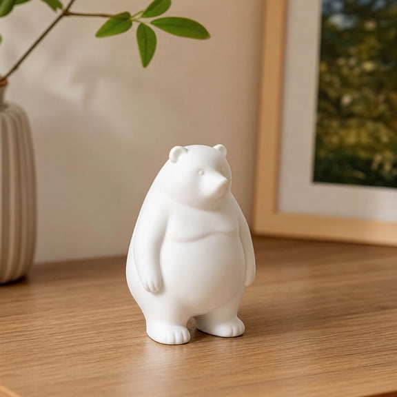 Unpainted DIY Christmas Bear Figurine, DIY Paintable Bear Statue with Gift Boxes, for Winter Home Party Gift Table Crafts