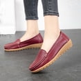 thumbnail image 6 of Womens Faux Faux Leather Loafers Slip On Comfortable Vintage Style Shoes Lightweight Breathable Flat Round Toe Work Wine,Size 7.5, 6 of 7