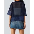 thumbnail image 5 of ZIYIXIN Women's Lace Open Front Bolero Shrug Cardigan Short Sleeve Cover Up for Evening Dresses Dark Blue M, 5 of 7