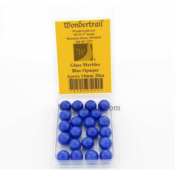 Blue Opaque 14mm Glass Marbles Pack of 20 Wondertrail