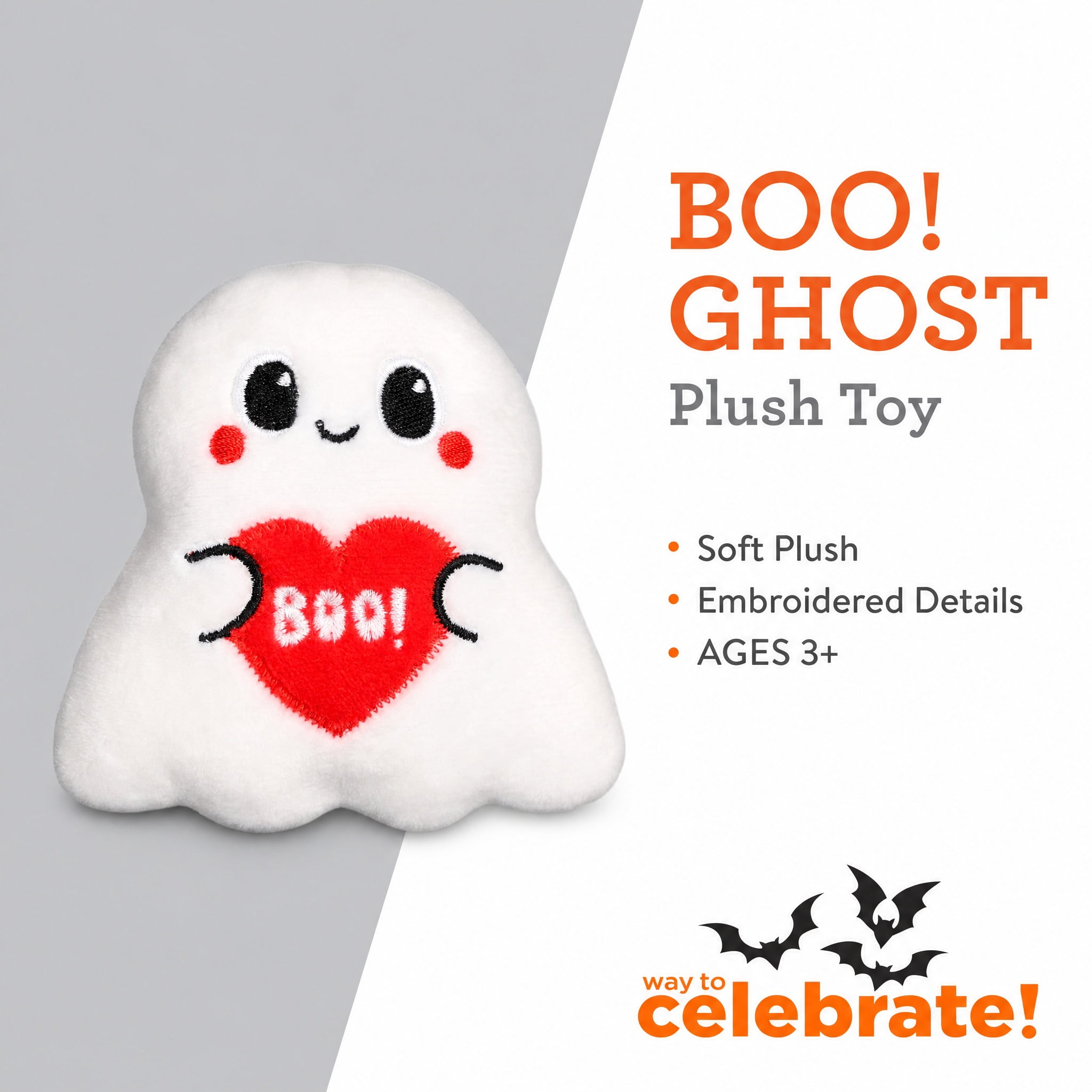 Mini Ghost Plush, Red and White, 3.3", Halloween by Way To Celebrate