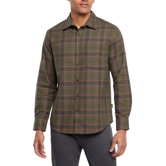 Eddie Bauer Men’s Classic Plaid Flannel Shirt – Long Sleeve, Button-Up (US, Alpha, Large, Regular, Regular, Green)