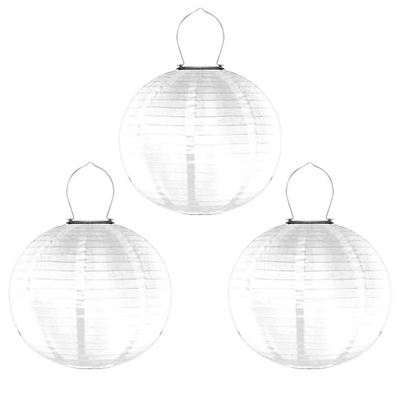 3PCS LED Solar Lantern Outdoor, 12 Inches Waterproof Nylon Lantern Hanging Solar Chinese Lanterns Compatible