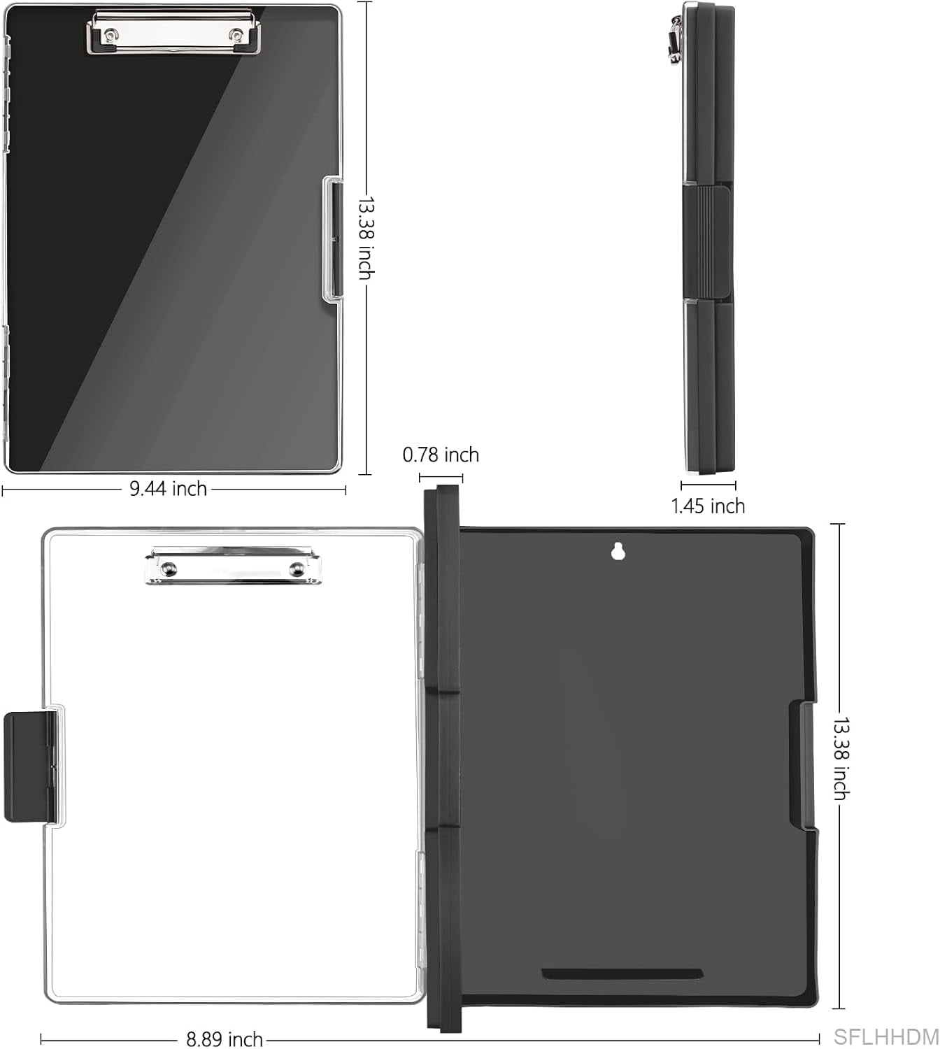 AGCAN Clipboard with Storage Case, Heavy Duty Foldable Clip Boards 8.5x11, Clearview Dry Erase Nursing Clipboard, School Office Supplies, Black
