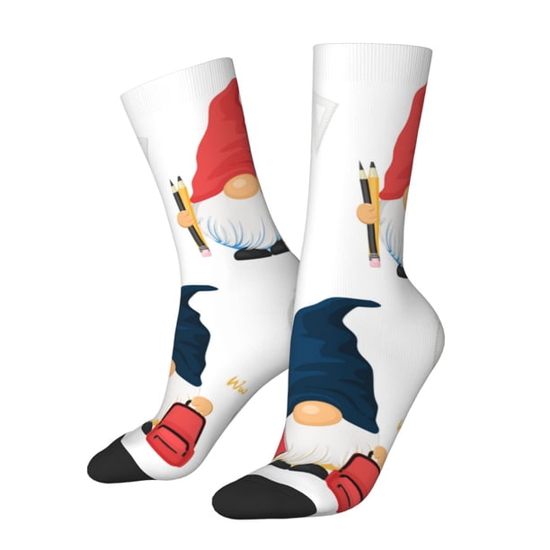 Fotbe School Cute Gnomes Calcetas Largas con Estampado para Hombre y Mujer – Calcetas de Compresión Transpirables y Elásticas, Viajar y Uso Diario Talla 5-11