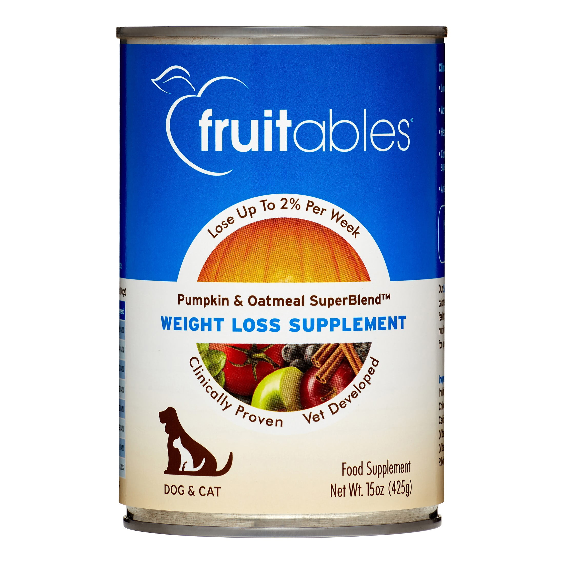 Fruitables Pumpkin Weight Loss Dog & Cat Supplement Can, 15 Oz