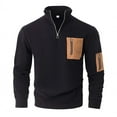 thumbnail image 7 of Mens Sweatshirts Utility Quarter Zip Pullover Top Multiple Pockets Stand Collar Long Sleeve Loose for Outdoor Black XL, 7 of 7