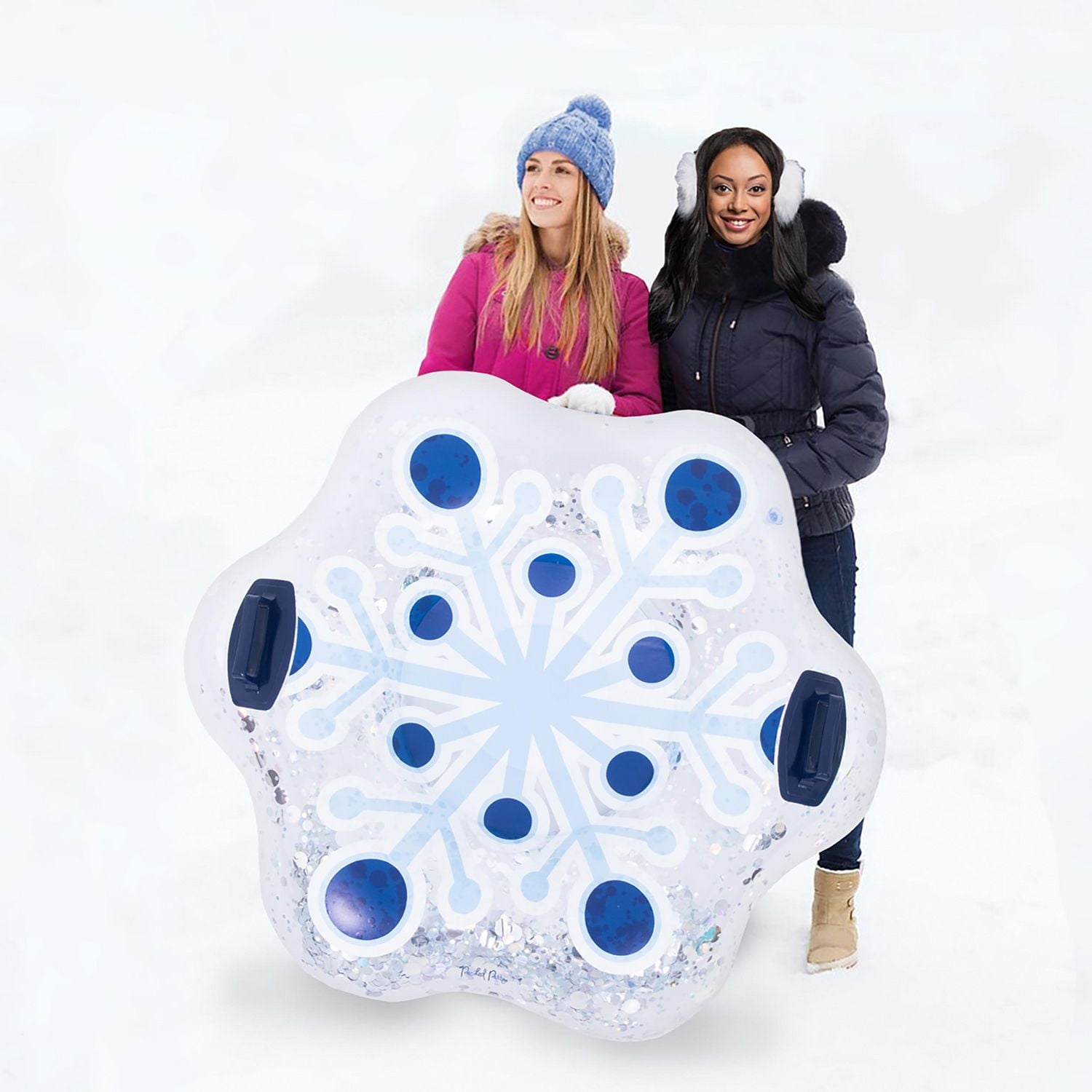 Packed Party 39” Inflatable Snowflake Holographic Confetti Snow Tube