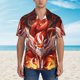 thumbnail image 2 of Fotbe Red Leaf Flame Fox Camisa Hawaiana para Hombre Unisex – Camisa Casual de Verano con Botones de Manga Corta de Algodón y Lino,Medium, 2 of 7