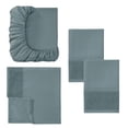 thumbnail image 3 of Modern Threads 4-Piece Crochet Lace Hem Mineral Blue Microfiber Bed Sheet Set, King, 3 of 17