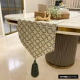 thumbnail image 3 of The HomeCentric Decorative Grey Table Runner 8 Seater Table Runner (16 x 108 inch) Embroidery & Lattice Table Runner, Linen fabric Table Linen, Geometric Modern - Geometrix Threads, 3 of 10