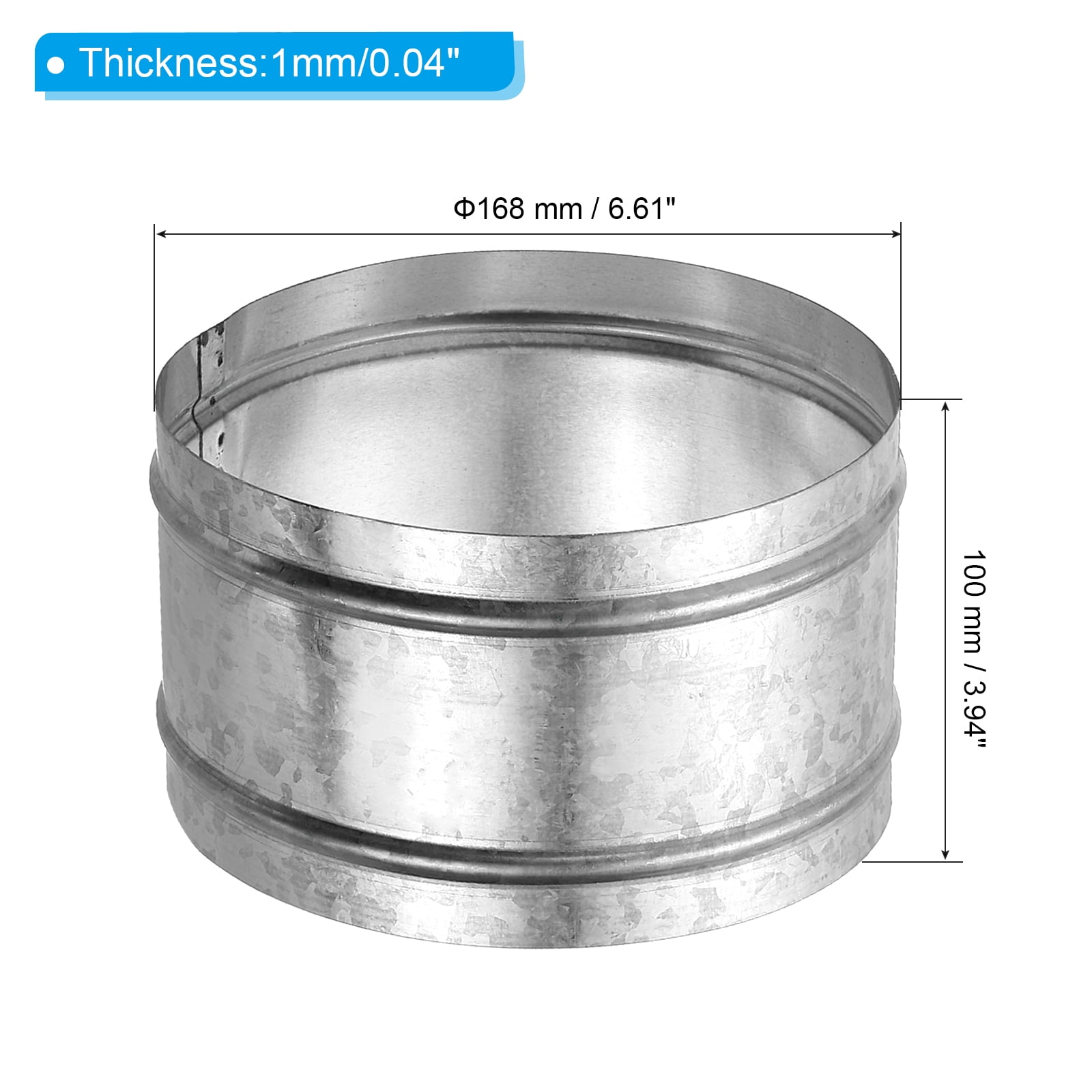 Uxcell 6.7" Duct Connector, 1 Set Galvanized Iron Duct Coupling Vent Coupler Dryer Pipe Coupling Hose Extension Connector with Duct Clamps for HVAC Exhaust Fan Vent Systems, 4" Long