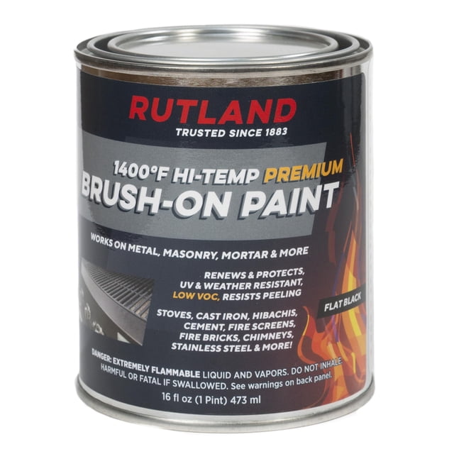Pintura Rutland 81V Premium resistente al calor hasta 1400 °F, aplicación con brocha, 473 ml